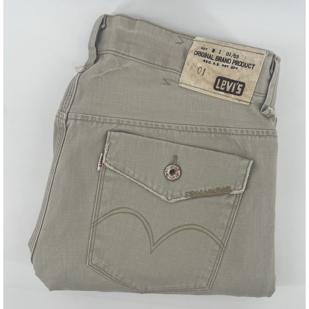 Levi's Tab Twills Slim Straight Pants Men 36x30(31) Khaki Tan Flap Pocket Casual